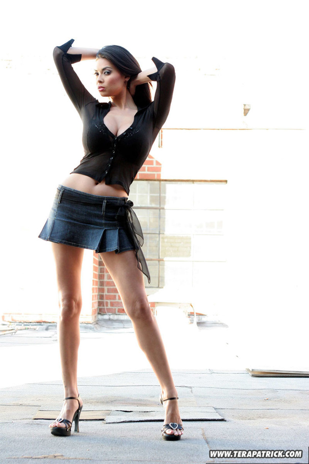 Brunette in skirt does a slow striptease on - XXX Dessert - Picture 2