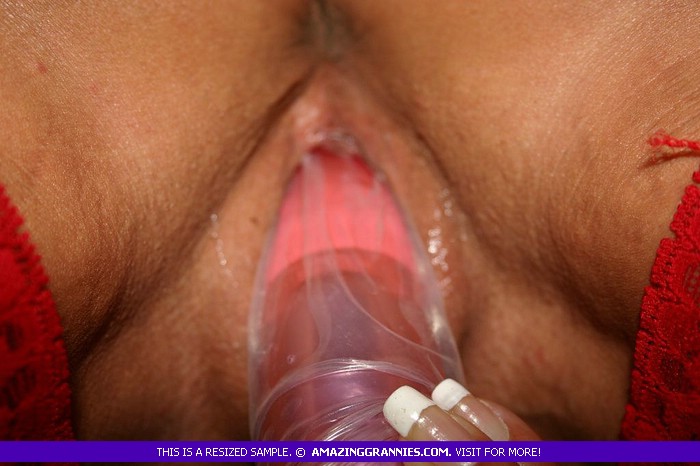 Horny granny in red stockings shows her sti - XXX Dessert - Picture 1