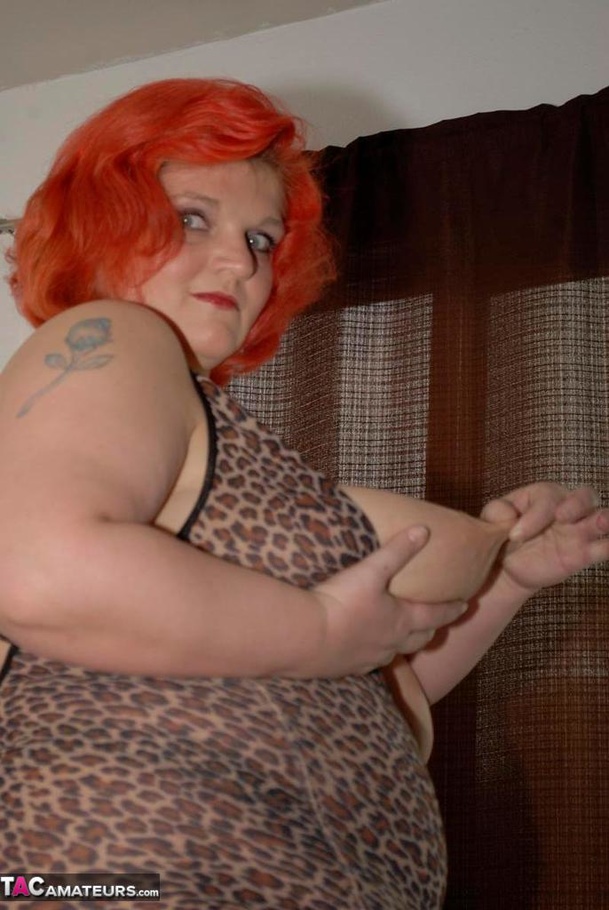 BBW with red hair and huge tits is rubbing her moist twat - XXXonXXX - Pic 4