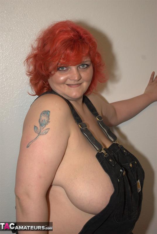 Redhead fatty rakes off all of her clothes to expose massive tits and large butt - XXXonXXX - Pic 5