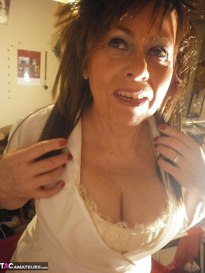 Naughty mature nurse touches her big boobs and shows her fanni to the cam - XXXonXXX - Pic 16