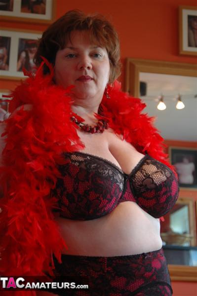 BBW poses in sexy underwear which makes her massive tits look even bigger - XXXonXXX - Pic 9