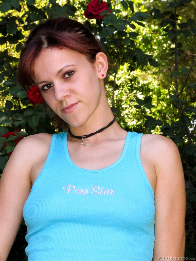 Skinny brunette wiggle out of white miniski - XXX Dessert - Picture 3