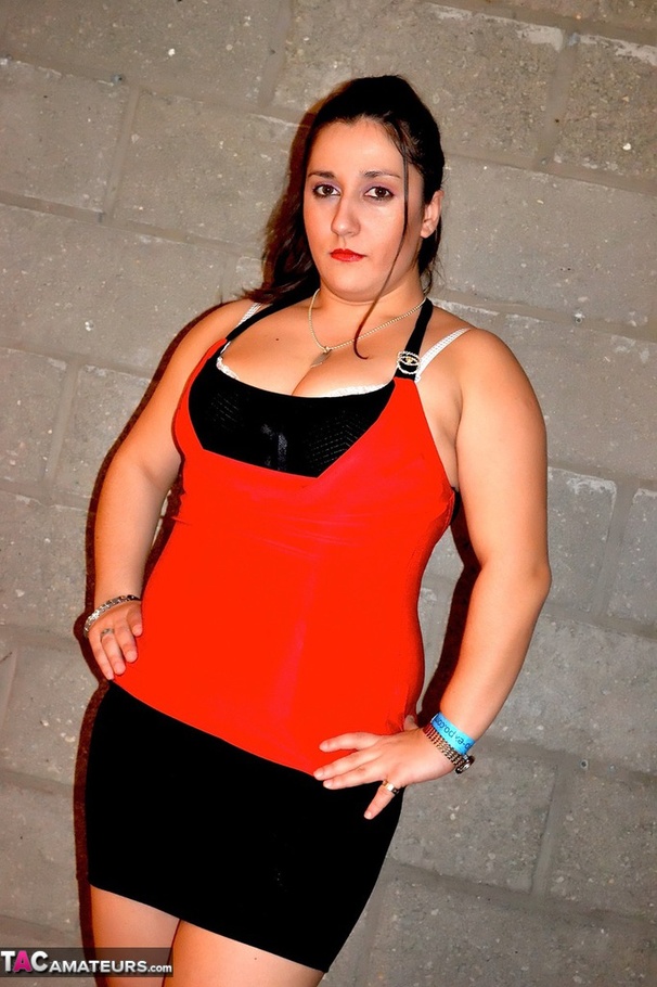 Gorgeous plomper peels off her red shirt and black skirt and pose her chubby body in different positions wearing her black lingerie and high heels before she pulls down her panty and expose her huge breasts and juicy pussy. - XXXonXXX - Pic 1