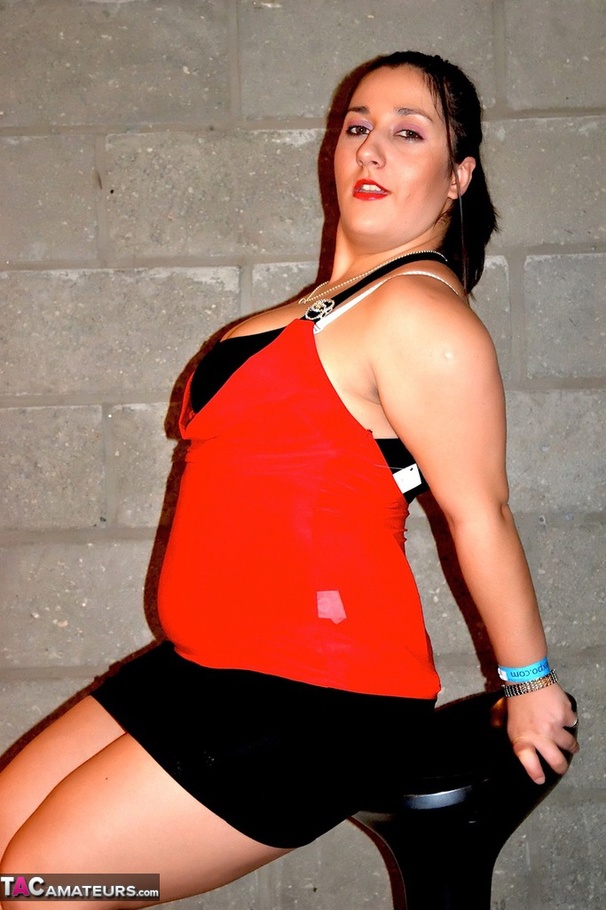 Gorgeous plomper peels off her red shirt and black skirt and pose her chubby body in different positions wearing her black lingerie and high heels before she pulls down her panty and expose her huge breasts and juicy pussy. - XXXonXXX - Pic 3