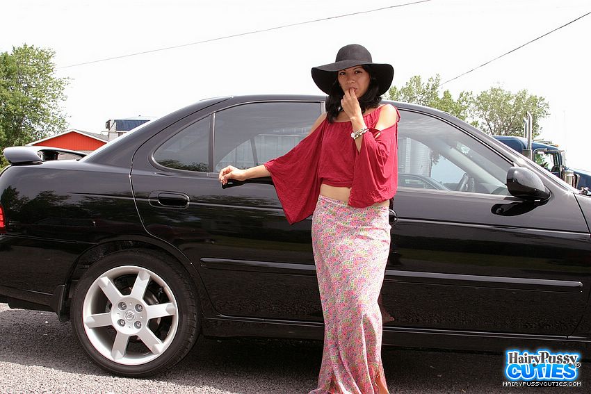 Dark haired babe in black hat and long skir - XXX Dessert - Picture 2