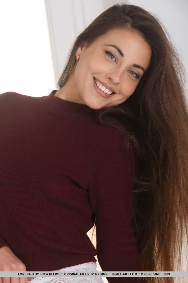 Long haired brunette in red sweater and whi - XXX Dessert - Picture 2