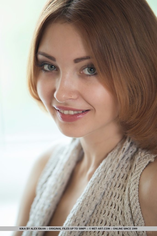 Shaved pussy redhead in grey top slowly tak - XXX Dessert - Picture 1
