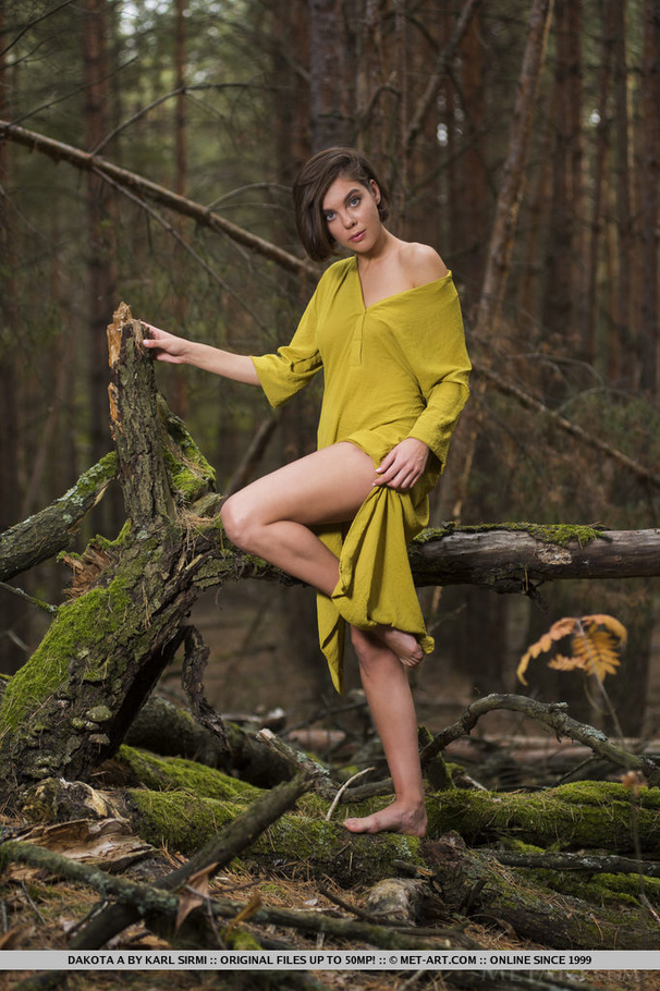 Short haired brunette in long green dress s - XXX Dessert - Picture 5