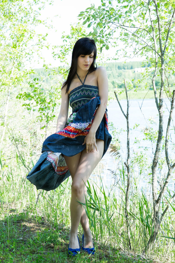Indulging babe in multi colored dress and b - XXX Dessert - Picture 3