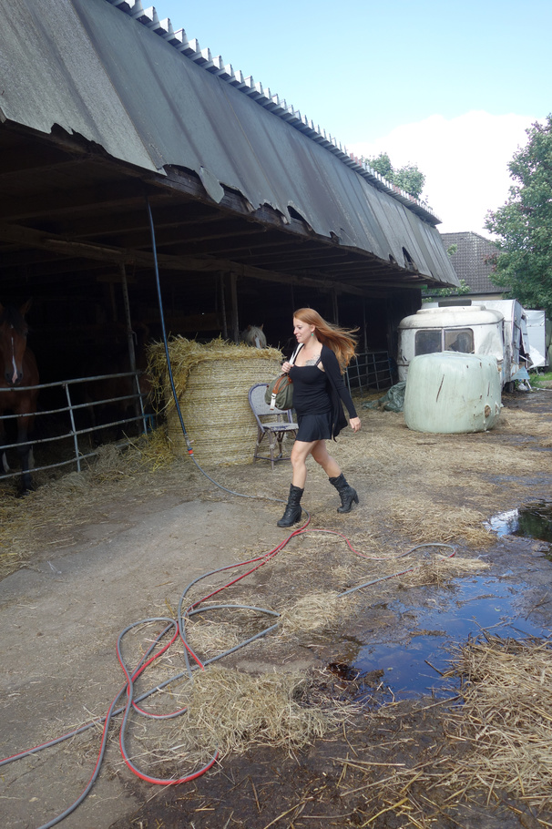 Stunning redhead cowgirl with huge tits gets boned in a stable - XXXonXXX - Pic 1