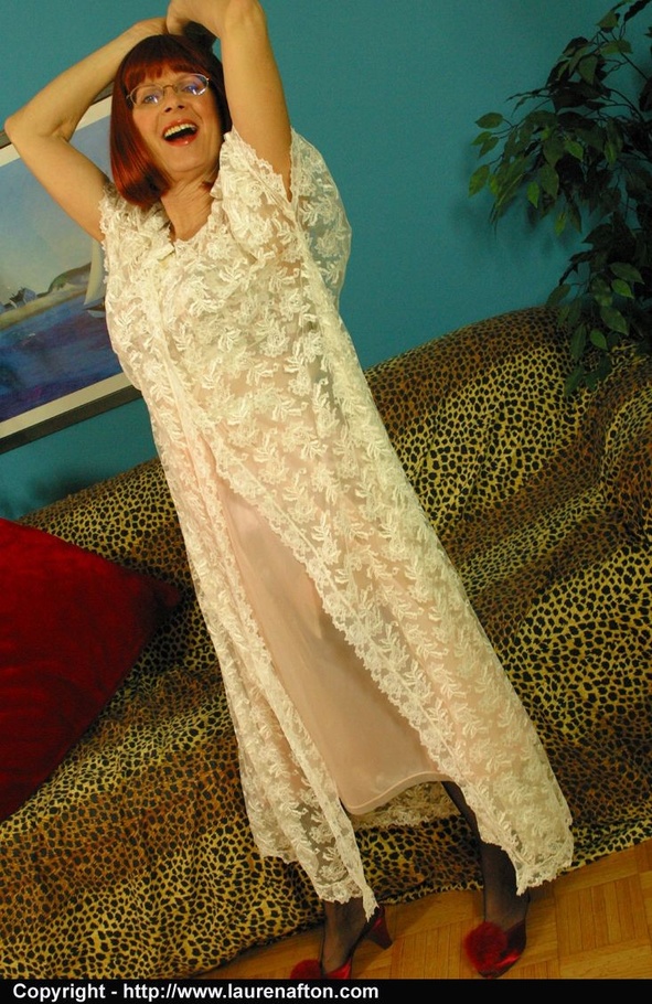 Long white nightgown redhead MILF stripping - XXXonXXX - Pic 1