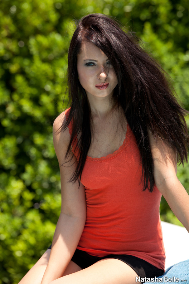 Orange top and black lingerie brunette gets into a hot tub - XXXonXXX - Pic 3