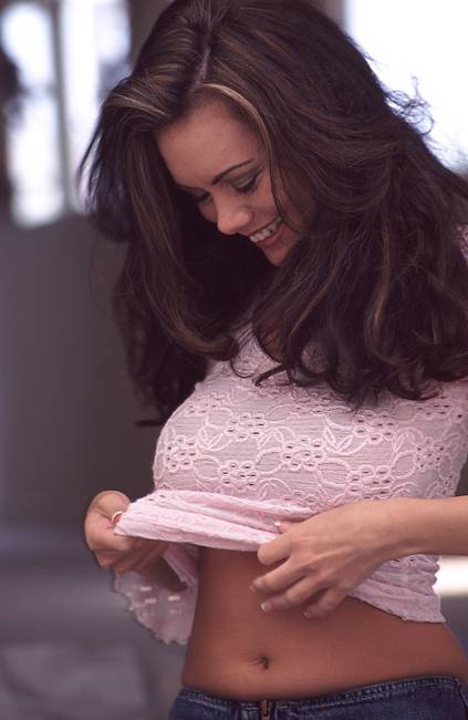 Tight jeans brunette enjoys masturbating with Christmas lights - XXXonXXX - Pic 1