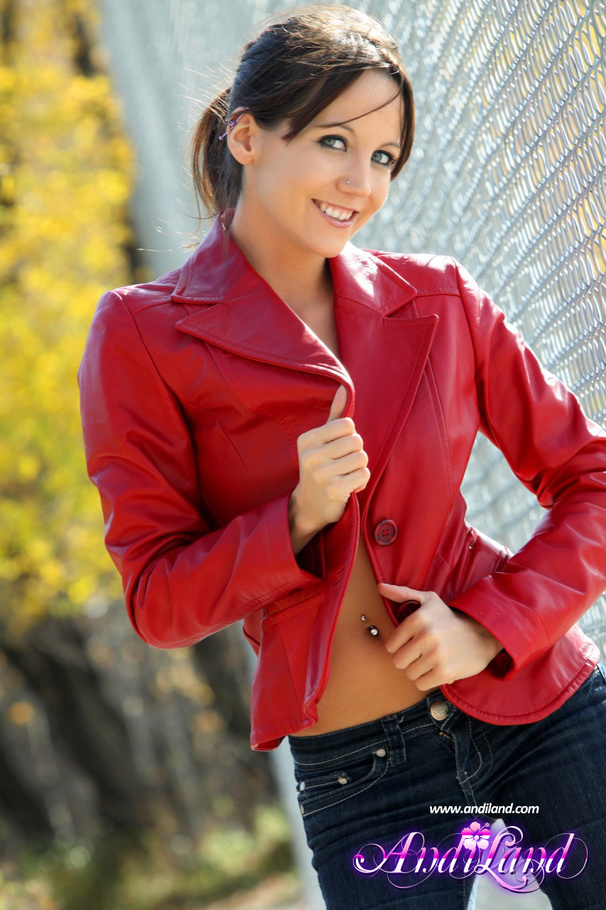 Tight jeans and red jacket brunette gets na - XXX Dessert - Picture 3