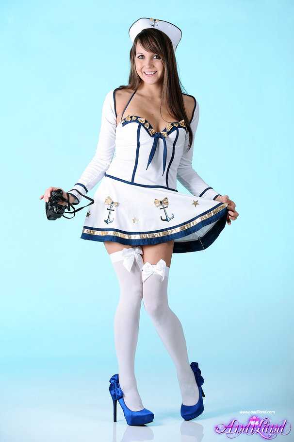Sailor outfit brunette showing her pussy an - XXX Dessert - Picture 2