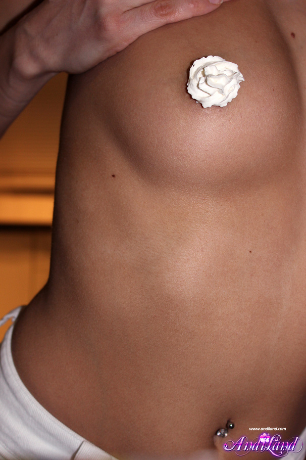 Pigtailed brunette using whipped cream to g - XXX Dessert - Picture 7