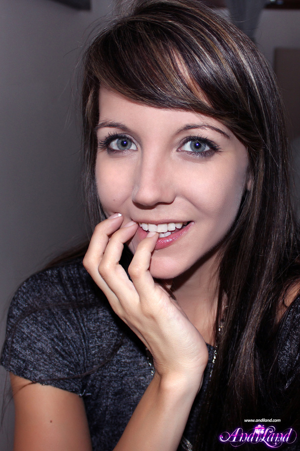 CLassy brunette wearing long gray top with  - XXX Dessert - Picture 10