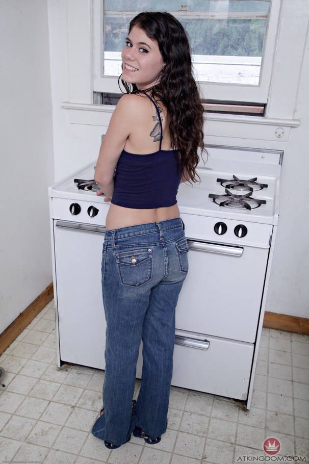 Black panties and tight jeans brunette mast - XXX Dessert - Picture 1