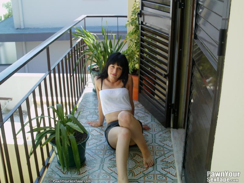 Beautiful dark haired babe poses naked on couch after stripping white tops. - XXXonXXX - Pic 11