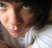 Dirty teen brunette in glasses with extremely hairy pussy and underarms