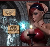 Busty 3d nymph summoned horny demon-woman with a huge prick.