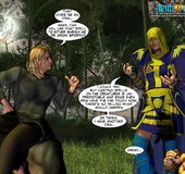 Purple 3d elf busty stunner passionately masturbates on the stone table.