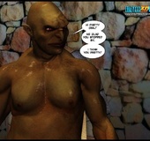 Ugly big 3d grog banging young cute human girl in the dark basement.