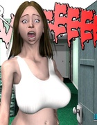 Lusty big tits 3d chick feels her pussy getting wet and masturbates while