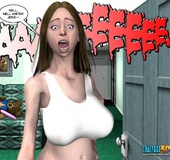 Lusty big tits 3d chick feels her pussy getting wet and masturbates while
