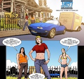 Awesome sexy cartoon blonde babe strips ang gonna take a bath.