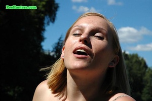 Nasty teen doing water sports in the public park - Picture 11