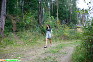Nasty teen doing water sports in the forest glade - Picture 3