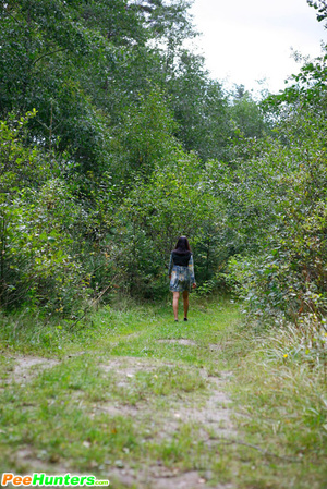 Spying after a brunette kitty pissing in the woods - XXXonXXX - Pic 16