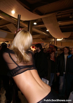 Sexy shaped blonde bimbo seductively stripteasing in public. Tags: Reality, sexy stockings, naked girl. - Picture 4