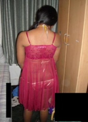 Chubby indian bimbo slowly taking off her pink peignoir and posing in undies. - Picture 2