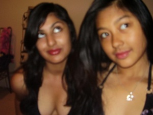 Two lovely indian college girls teasing in black bras and miniskirts. - Picture 5