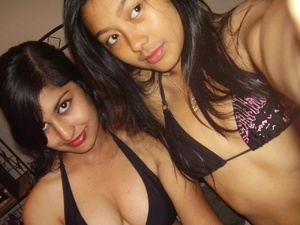 Two lovely indian college girls teasing in black bras and miniskirts. - Picture 7