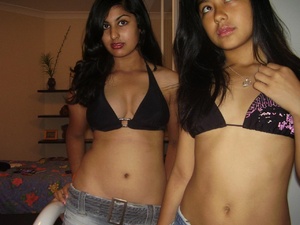 Two lovely indian college girls teasing in black bras and miniskirts. - Picture 11