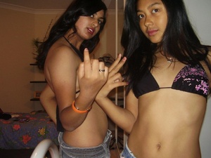 Two lovely indian college girls teasing in black bras and miniskirts. - Picture 12