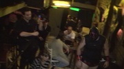Drunk masked guy and two nasty party hotties enjoying dirty threesome on the euro orgy party.
