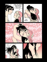 Pink haired cartoon beauty seducing her dark haired - Picture 3