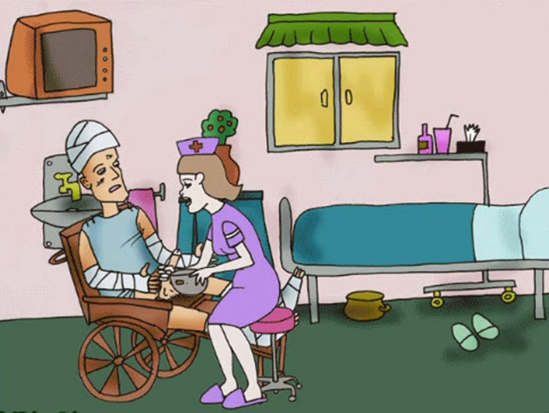Injured toon guy on the wheelchair received a best - Picture 1