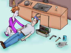 Cartoon lusty redhead housewife jerking off - Picture 4