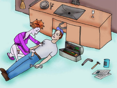 Cartoon lusty redhead housewife jerking off - Picture 5