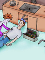 Cartoon lusty redhead housewife jerking - Picture 5