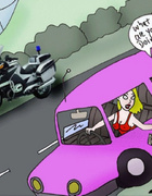 Stunning toon blonde in red dress wanking sheriff's dick for broking the