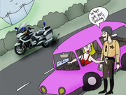 Stunning toon blonde in red dress wanking sheriff's dick for broking the speed limit.