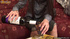 Dressed up babe fired up by wine and she reveals her tits