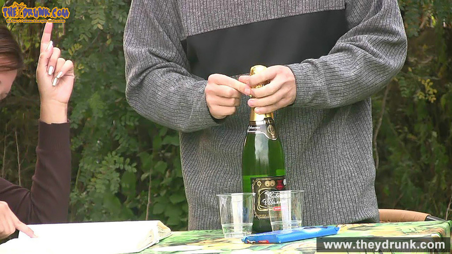 Brunette in purple blouse gets relaxed and topless in the garden and takes out her man's cock for a blowjob - XXXonXXX - Pic 1